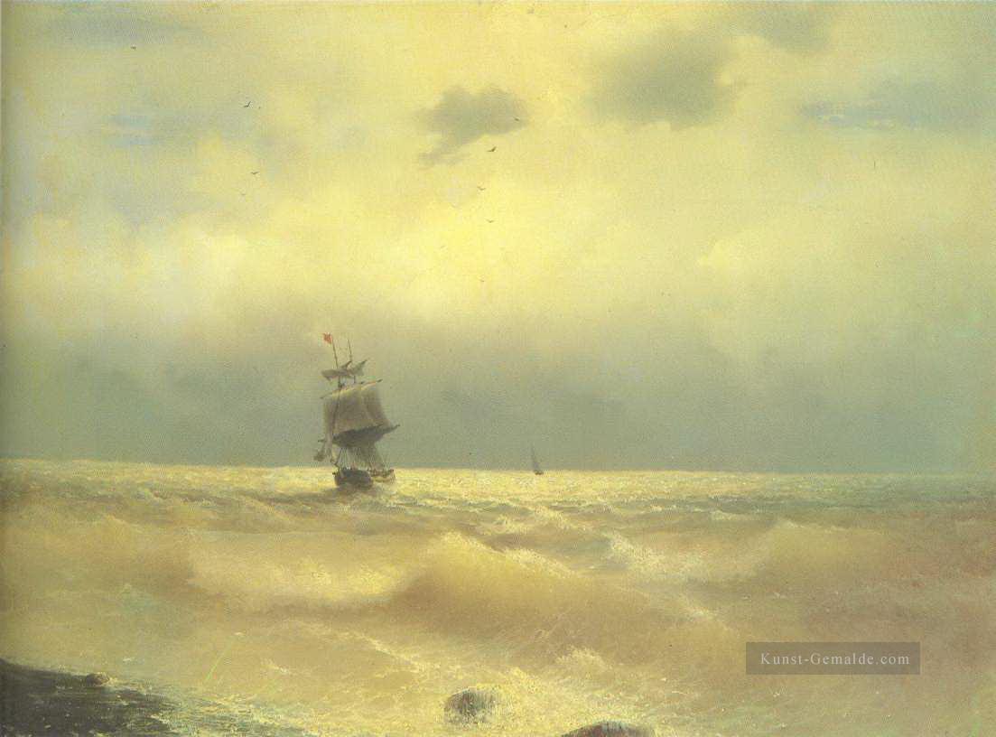 das Schiff in der Nähe von Küste 1890 Verspielt Ivan Aiwasowski makedonisch Ölgemälde